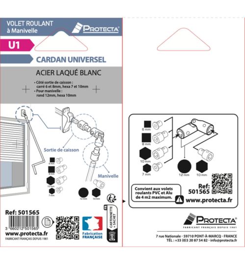 Cardan acier universel pour volet roulant